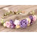 Purple Fall Flower Crown White & Lilac Bridal Floral Crown Headband